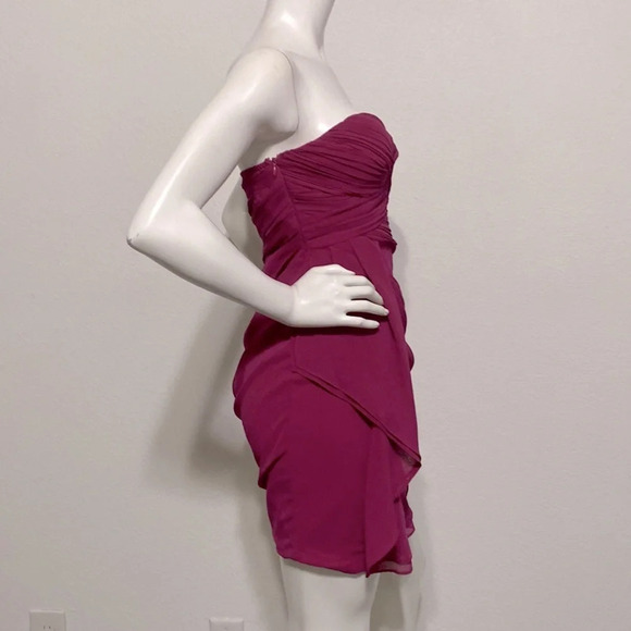Minuet Dark Pink Strapless Sweetheart Ruched Mini Dress Size S - Picture 5 of 7
